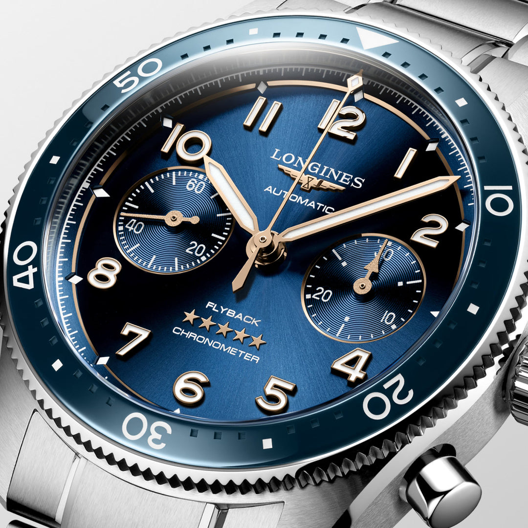 Longines orologio Longines Spirit Flyback 42mm blu automatico acciaio L3.821.4.93.6