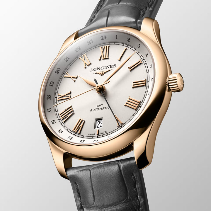 Часы Longines Master Collection GMT 40mm серебро 18-каратное розовое золото L2.844.8.71.2