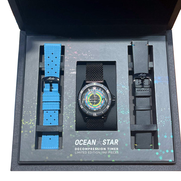 Mido orologio Ocean Star Decompression Worldtimer Limited Edition 1961 40mm nero automatico acciaio finitura PVD nero M026.807.33.051.00