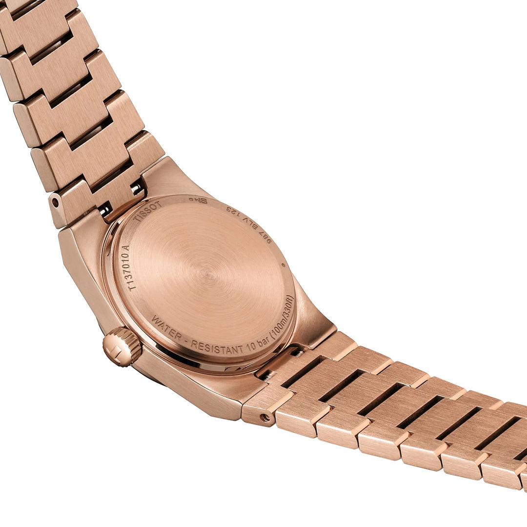 Tissot watch prx 25mm pink gold diamonds quartz steel finish pvd gold pink t137.010.33.506.00
