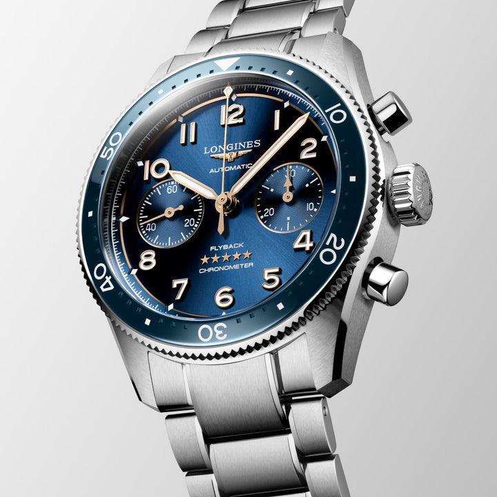 Longines orologio Longines Spirit Flyback 42mm blu automatico acciaio L3.821.4.93.6