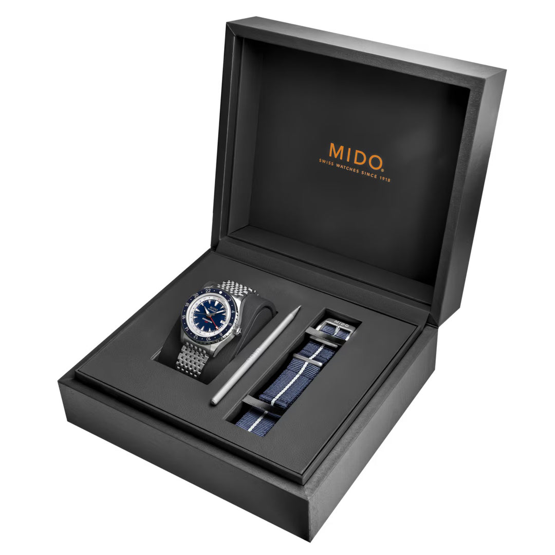 미도 시계 오션 스타 GMT 스페셜 에디션 40mm 블루 자동 스틸 M026.829.18.041.00