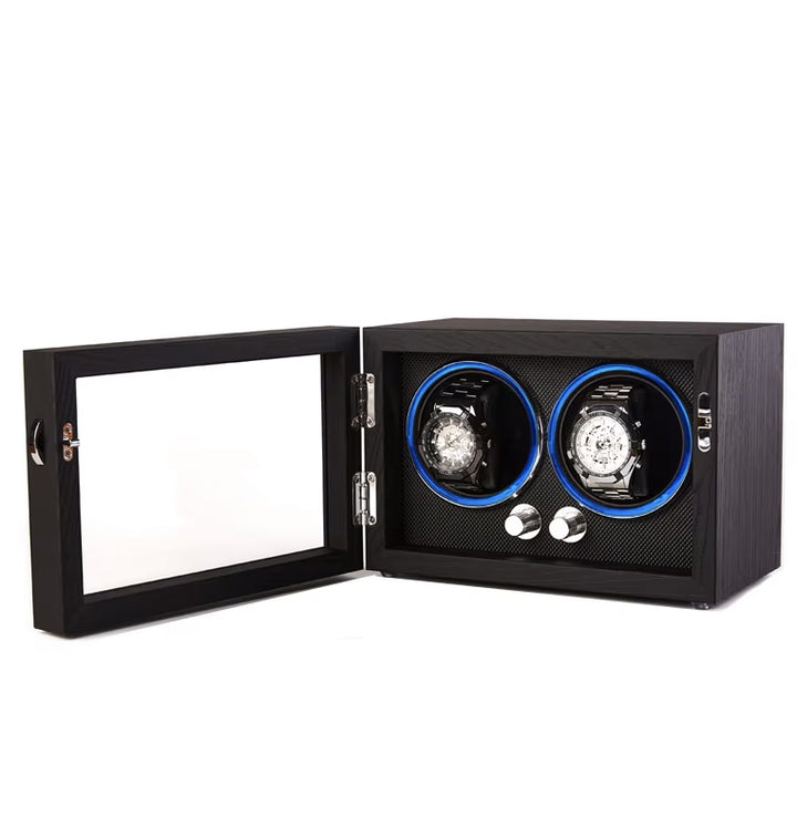 Capodagli box with rotor for 2 watches black xb2