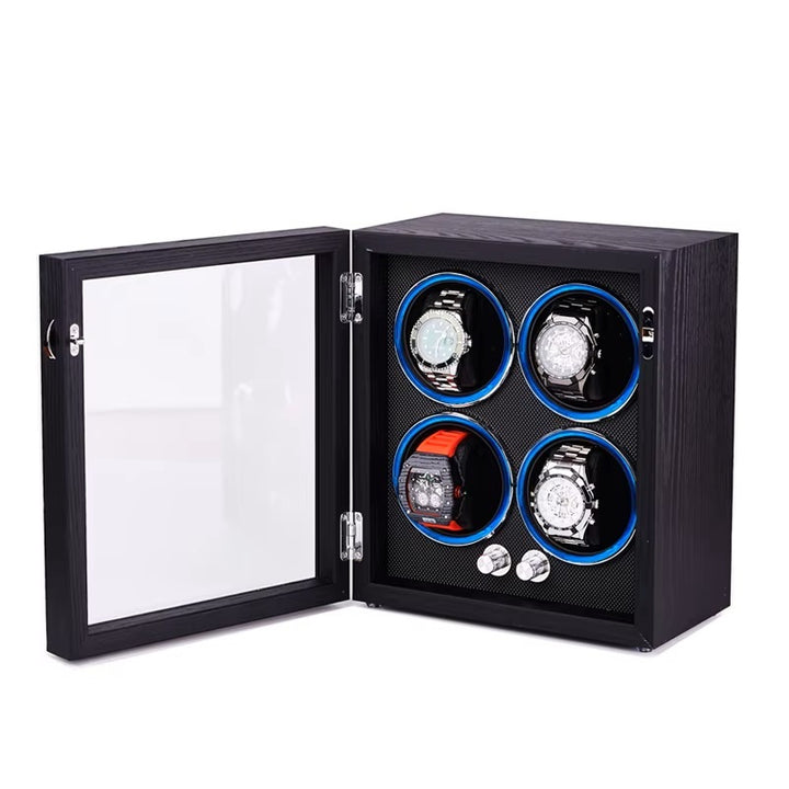Capodagli box with rotor for 4 watches black xb4
