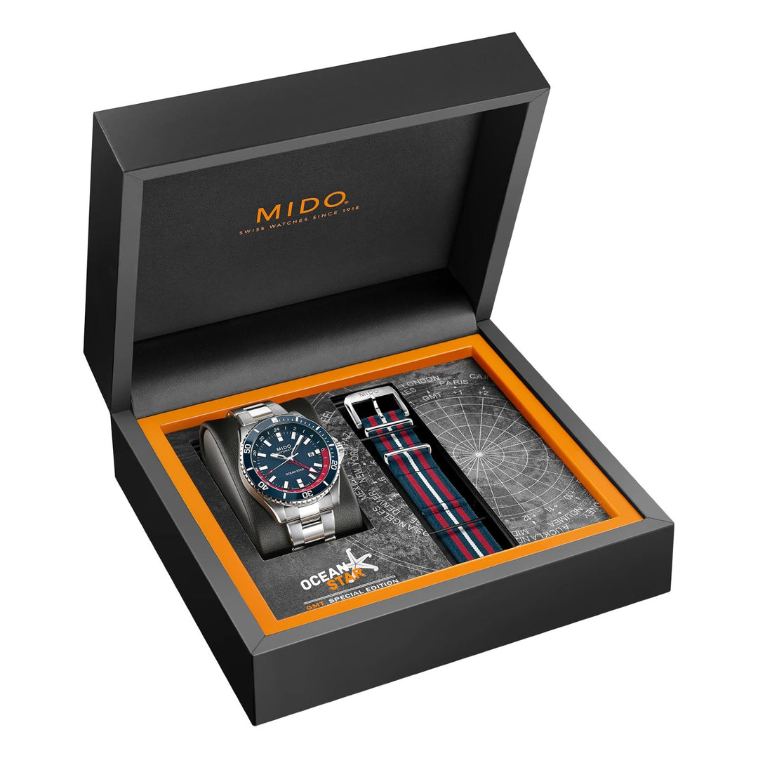 Mido часы Ocean Star GMT Special Edition 44mm синий автоматический сталь M026.629.11.041.00