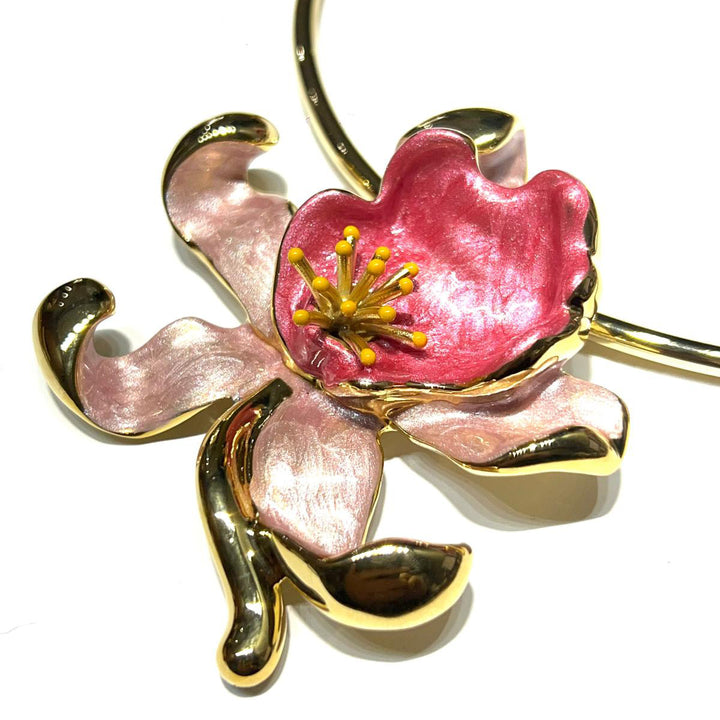 Federica Rossi Collar Rigido Entrenamiento Flower Orchid Bronze Bronce Pvd Finis