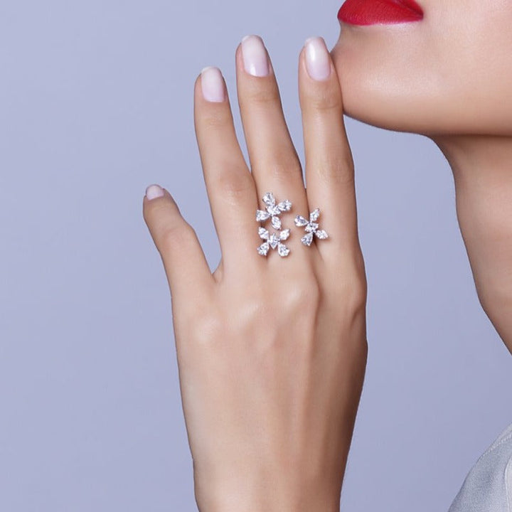 Zydo ring with flying butterflies diamonds rose gold 51904