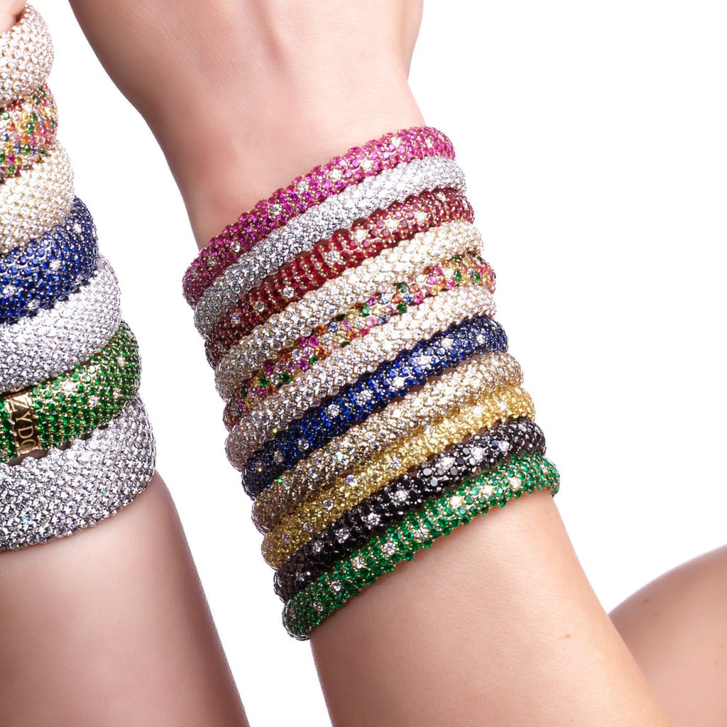 Zydo domed elastic bracelet in white gold blue sapphire Blue sapphire 61567