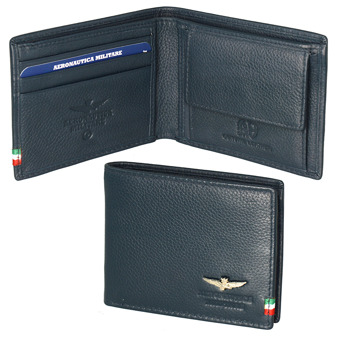 Aeronautica Military Wallet Мужской портмоне Портмоне Кожаный ремешок Линия Флаг AM101-BL