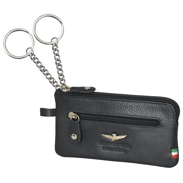 Air Force military keychain with rings and cars in leather leather am107-ne