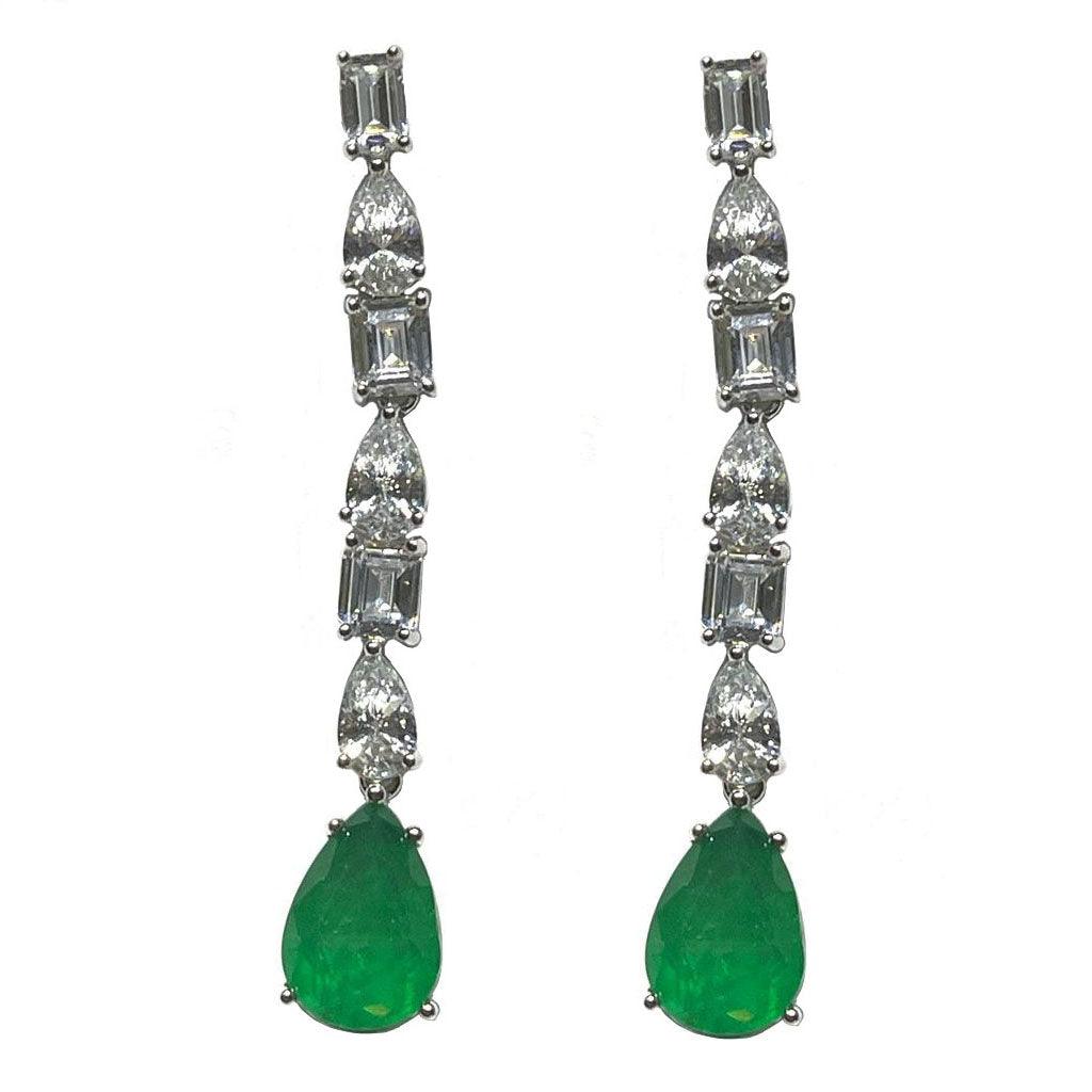 AP Coral orecchini Hollywood Diva Style argento 925 finitura rodio quarzo emerald cubic zirconia ORTENNISBS - Capodagli 1937