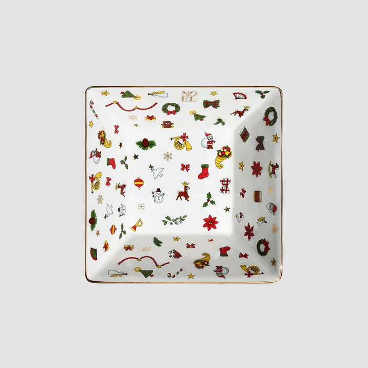 Taitù Square Bowl Noel Gold Collection End Bone China 12-4-12