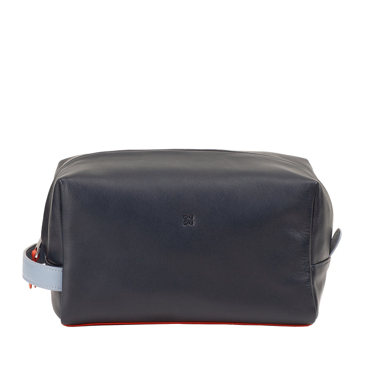 Dudu Beauty Lederhäuser Männer Frau - Elegante Reise -Trousse, minimales Design, Vera -Leder, kompakte Toilettenbeutel für Accessoires und Kosmetik