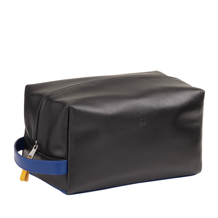 DUDU Beauty Leather Houses Men Woman - Elegant Travel Trousse, Minimal Design, Vera Leather, Compact Toilet Bag for Accessories and Cosmetics
