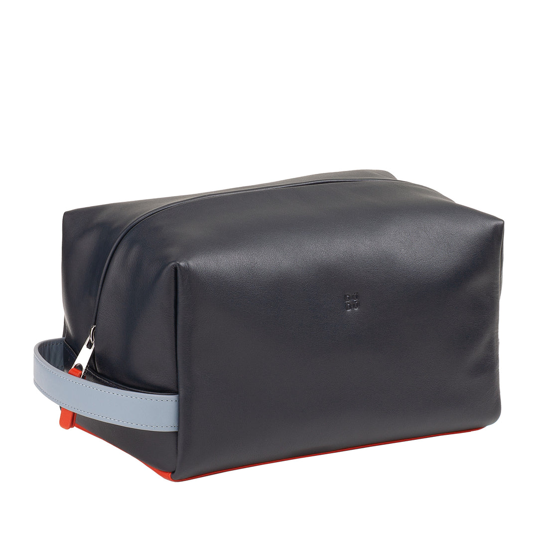 Dudu Beauty Lederhäuser Männer Frau - Elegante Reise -Trousse, minimales Design, Vera -Leder, kompakte Toilettenbeutel für Accessoires und Kosmetik