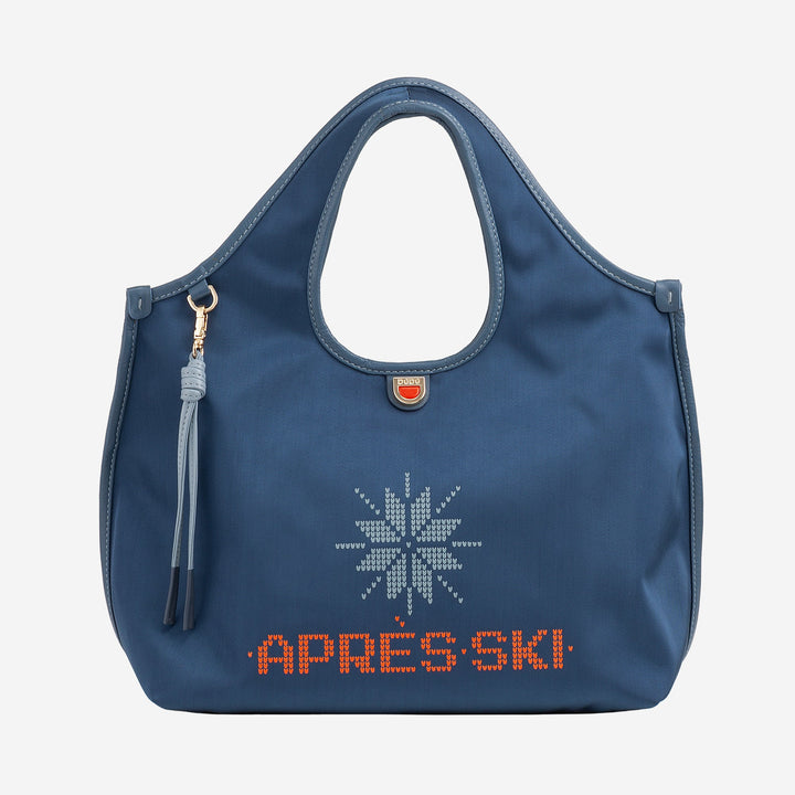 DUDU damesschoudertas van nylon en leer après-ski - lichtgewicht shopper middelgroot met verstelbare schouderband en magnetische sluiting, sportief chic ontwerp