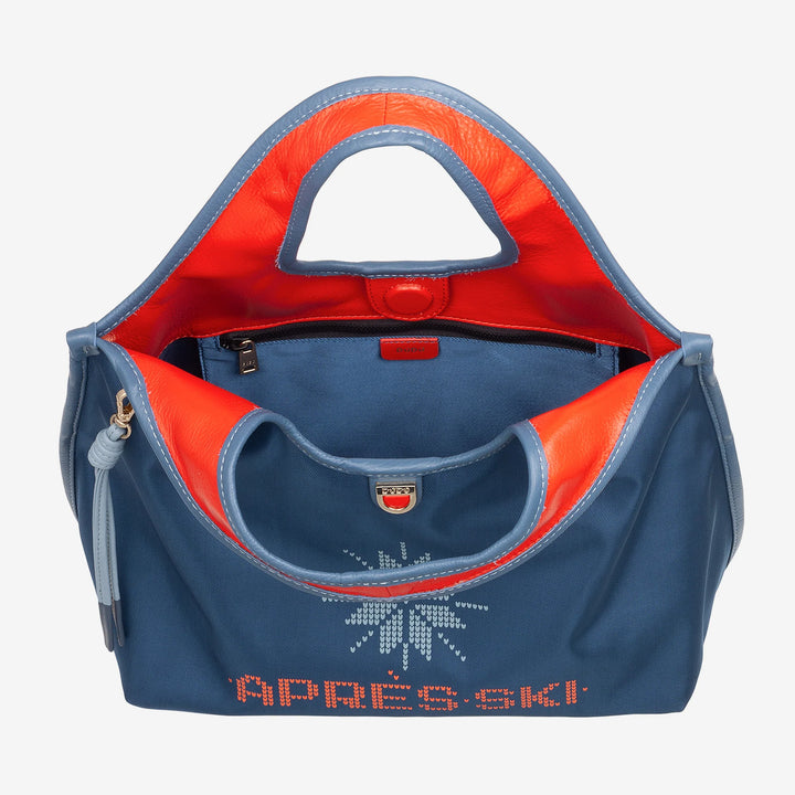 DUDU damesschoudertas van nylon en leer après-ski - lichtgewicht shopper middelgroot met verstelbare schouderband en magnetische sluiting, sportief chic ontwerp