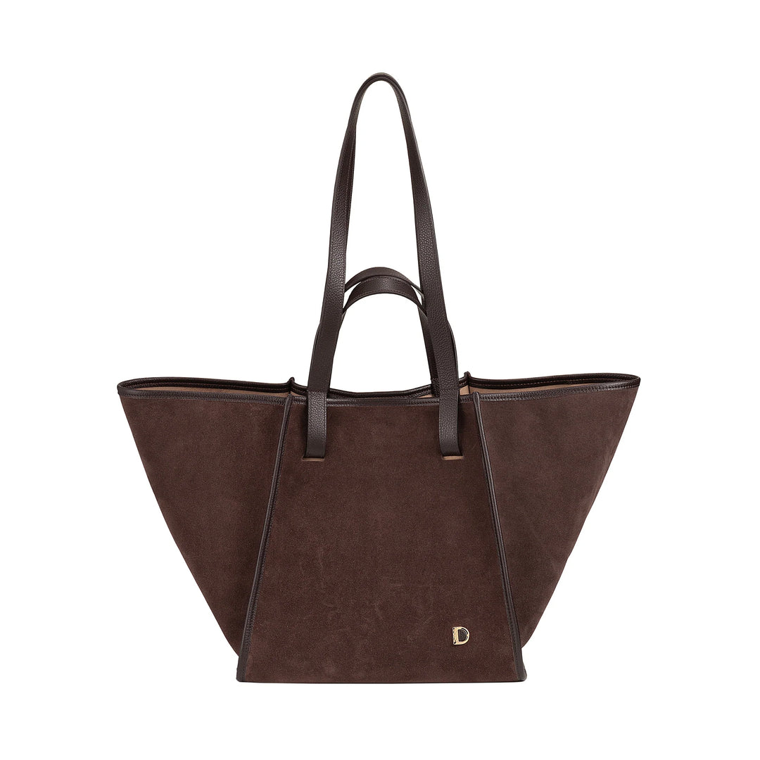 DUDU Damen-Umhängetasche aus echtem Leder, hergestellt in Italien, elegante Shopper-Tragetasche, Doppelgriff, Vollnarbenleder oder Wildleder – große Handtasche für Arbeit und Freizeit
