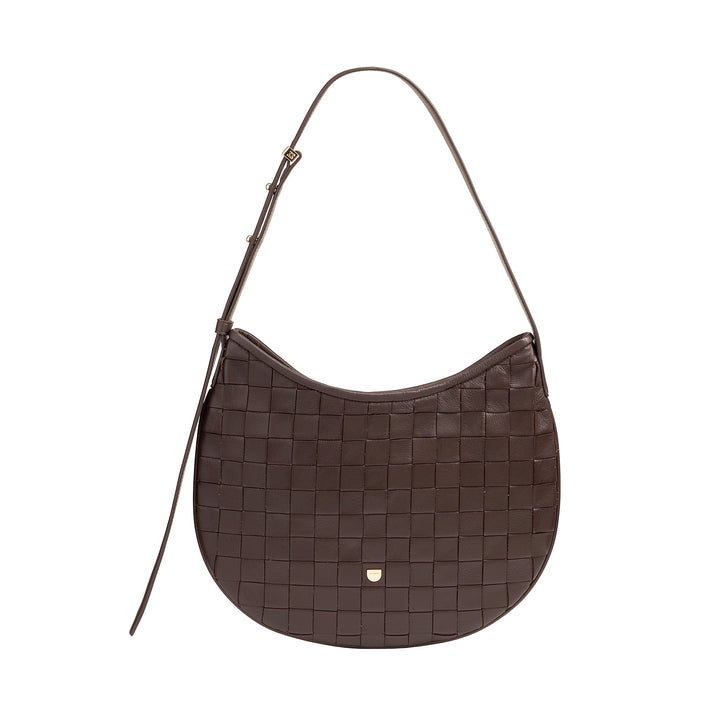 Bolsa de ombro feminina DUDU em couro tecido genuíno – Bolsa Hobo elegante com alça de ombro ajustável e zíper, design artesanal, espaçosa e versátil