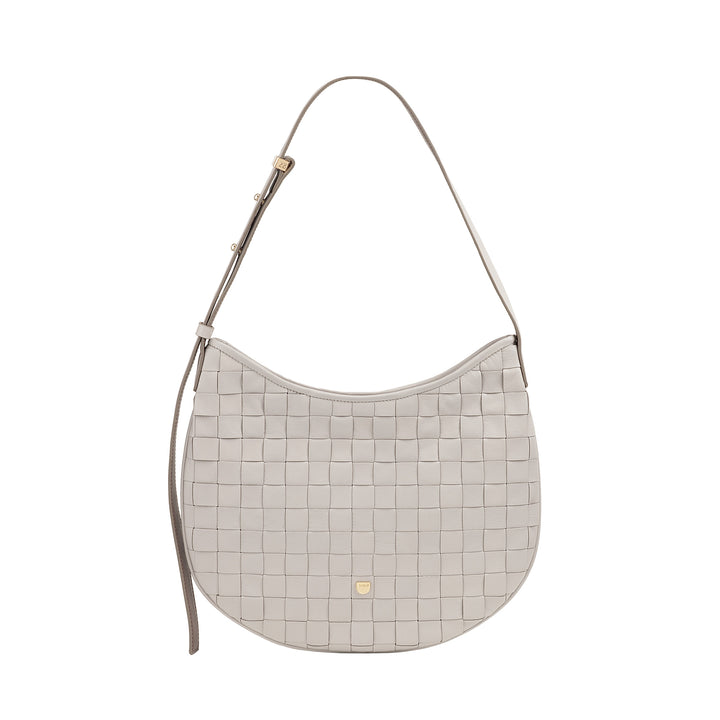 Bolsa de ombro feminina DUDU em couro tecido genuíno – Bolsa Hobo elegante com alça de ombro ajustável e zíper, design artesanal, espaçosa e versátil