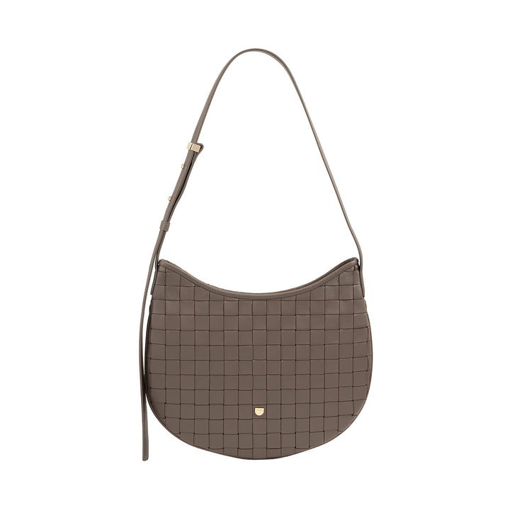 Bolsa de ombro feminina DUDU em couro tecido genuíno – Bolsa Hobo elegante com alça de ombro ajustável e zíper, design artesanal, espaçosa e versátil