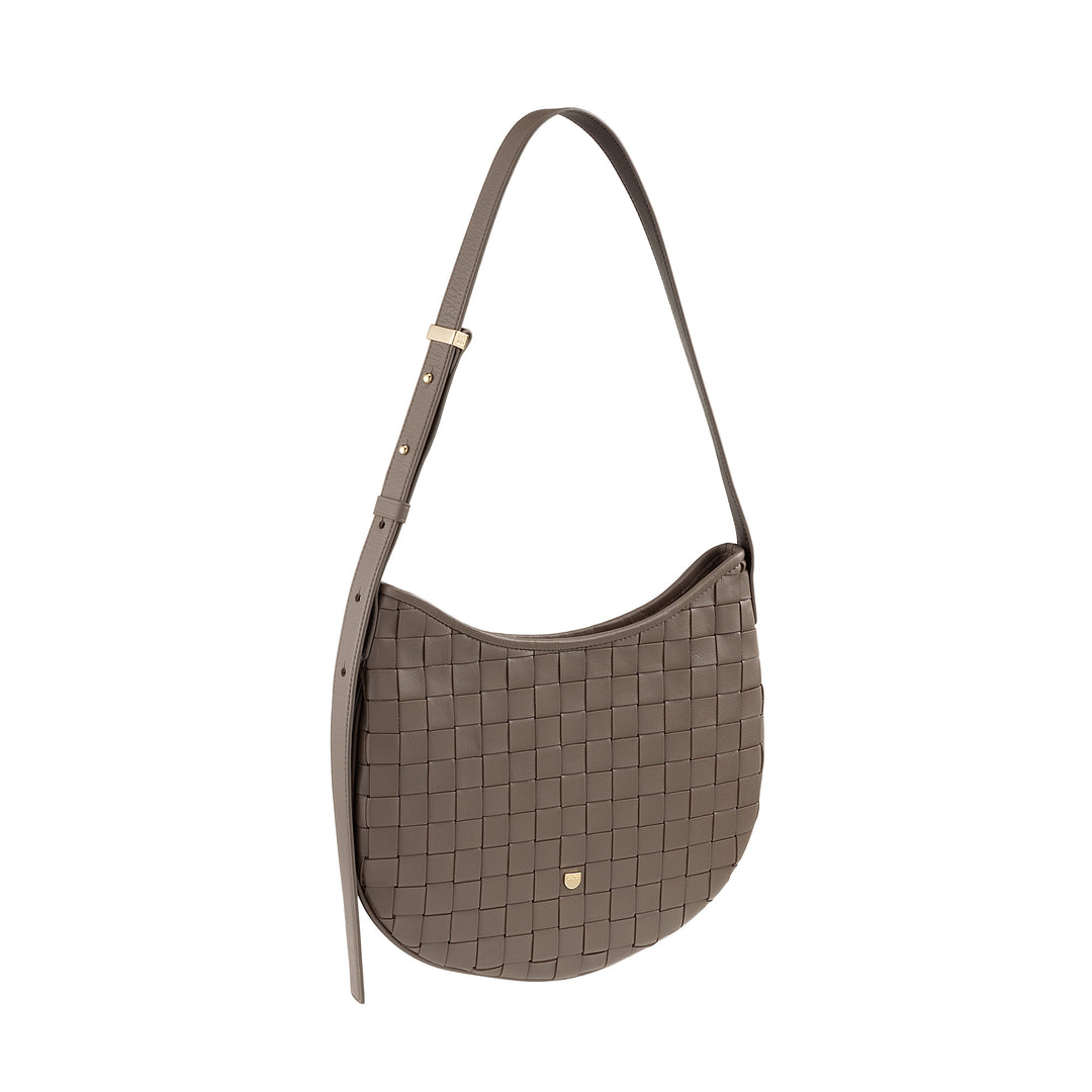 Bolsa de ombro feminina DUDU em couro tecido genuíno – Bolsa Hobo elegante com alça de ombro ajustável e zíper, design artesanal, espaçosa e versátil