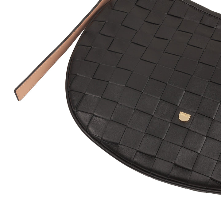 Bolsa de ombro feminina DUDU em couro tecido genuíno – Bolsa Hobo elegante com alça de ombro ajustável e zíper, design artesanal, espaçosa e versátil