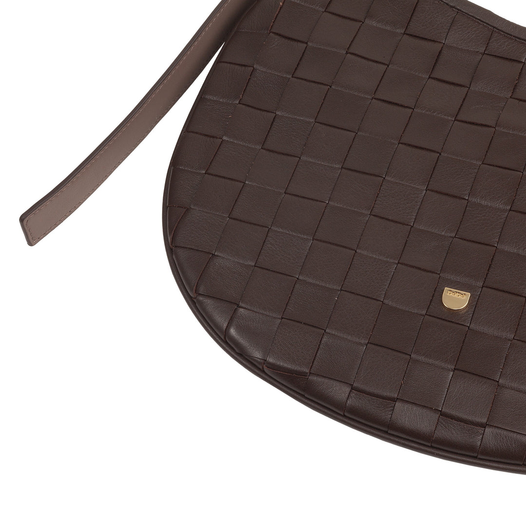 Bolsa de ombro feminina DUDU em couro tecido genuíno – Bolsa Hobo elegante com alça de ombro ajustável e zíper, design artesanal, espaçosa e versátil