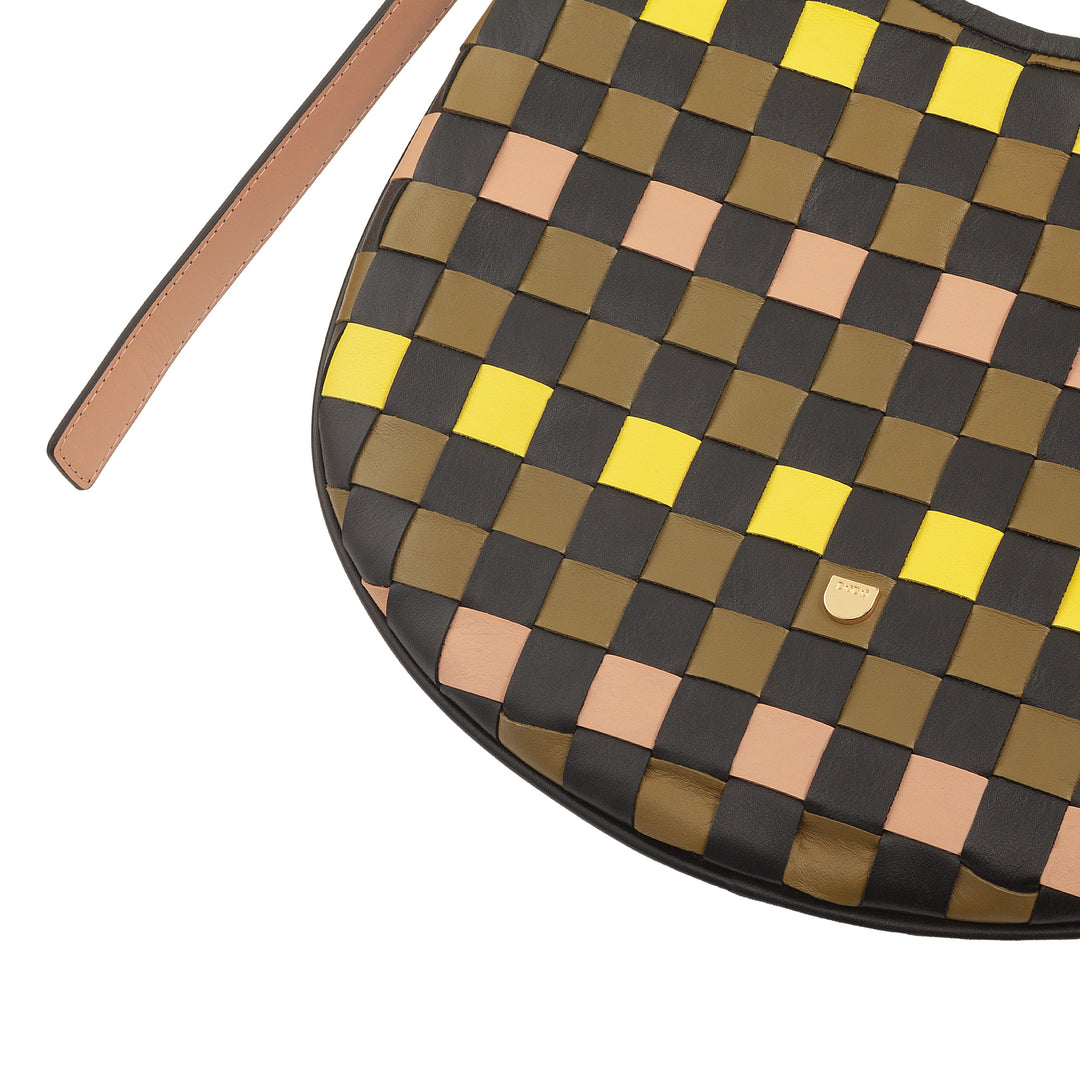 Bolsa de ombro feminina DUDU em couro tecido genuíno – Bolsa Hobo elegante com alça de ombro ajustável e zíper, design artesanal, espaçosa e versátil