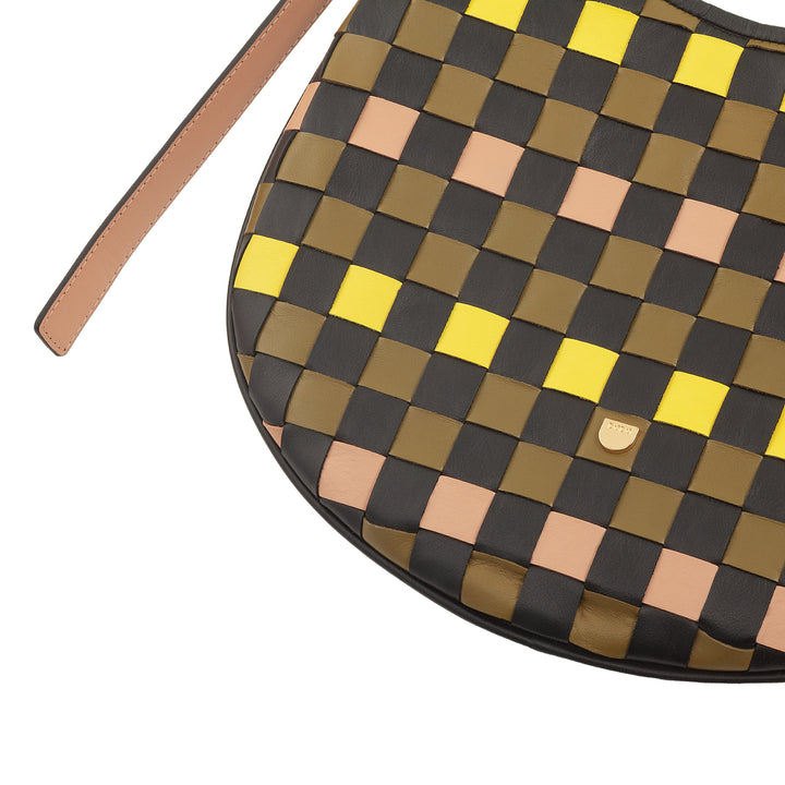 Bolsa de ombro feminina DUDU em couro tecido genuíno – Bolsa Hobo elegante com alça de ombro ajustável e zíper, design artesanal, espaçosa e versátil