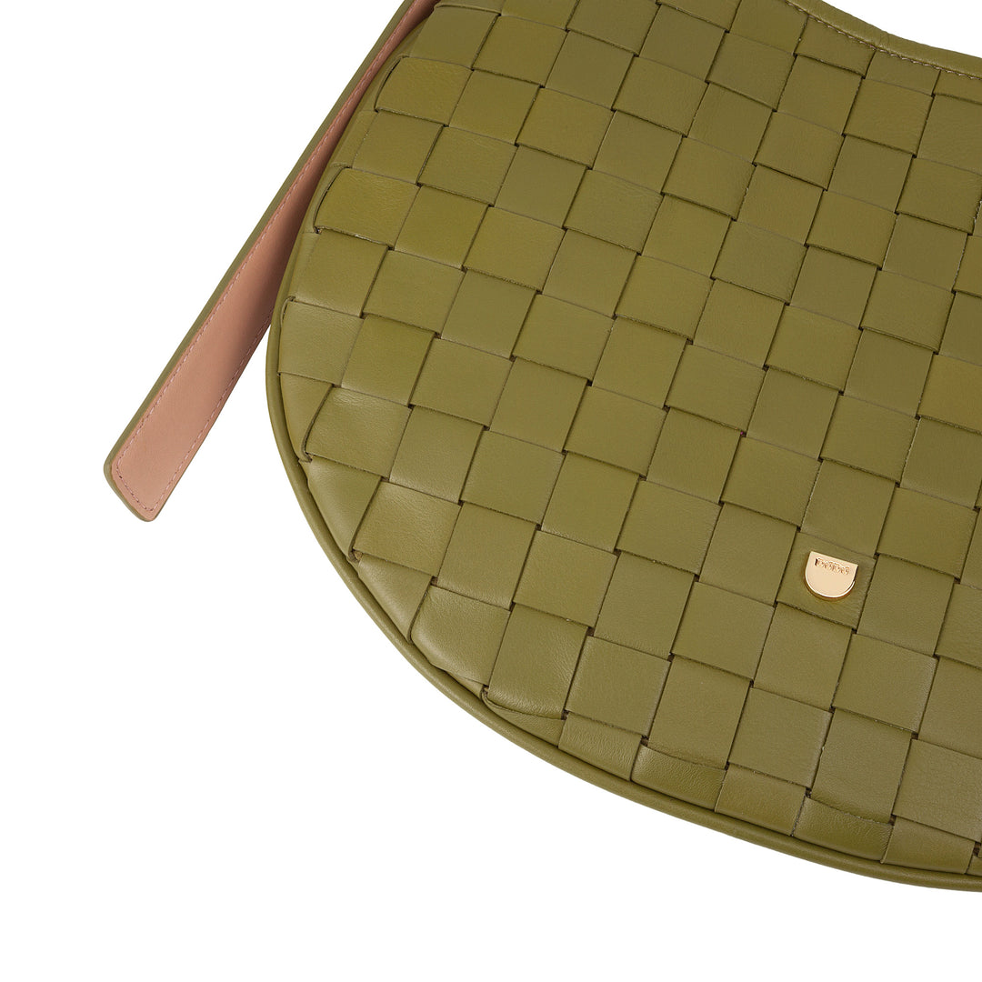 Bolsa de ombro feminina DUDU em couro tecido genuíno – Bolsa Hobo elegante com alça de ombro ajustável e zíper, design artesanal, espaçosa e versátil