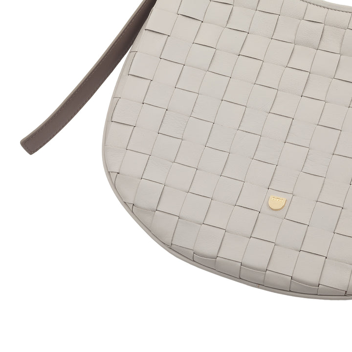 Bolsa de ombro feminina DUDU em couro tecido genuíno – Bolsa Hobo elegante com alça de ombro ajustável e zíper, design artesanal, espaçosa e versátil