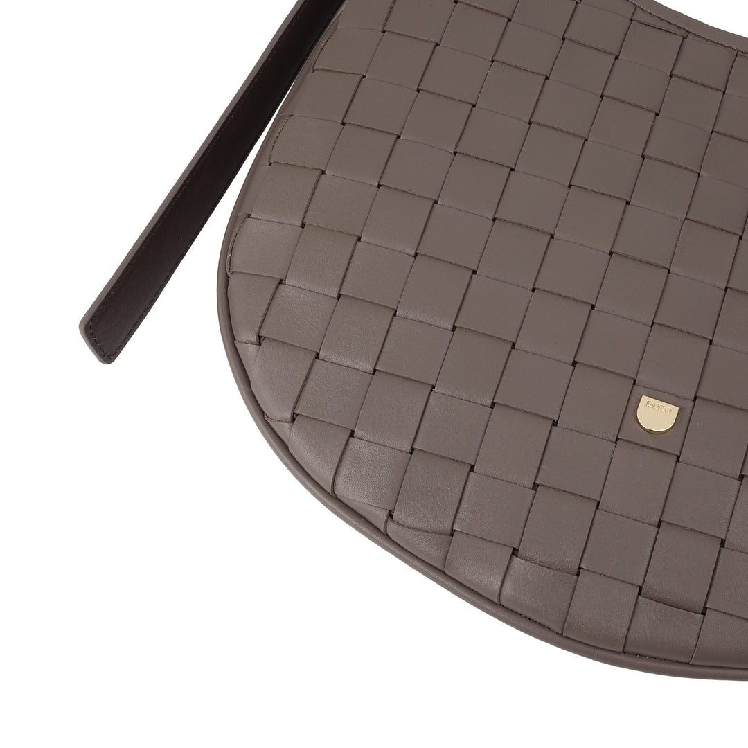 Bolsa de ombro feminina DUDU em couro tecido genuíno – Bolsa Hobo elegante com alça de ombro ajustável e zíper, design artesanal, espaçosa e versátil