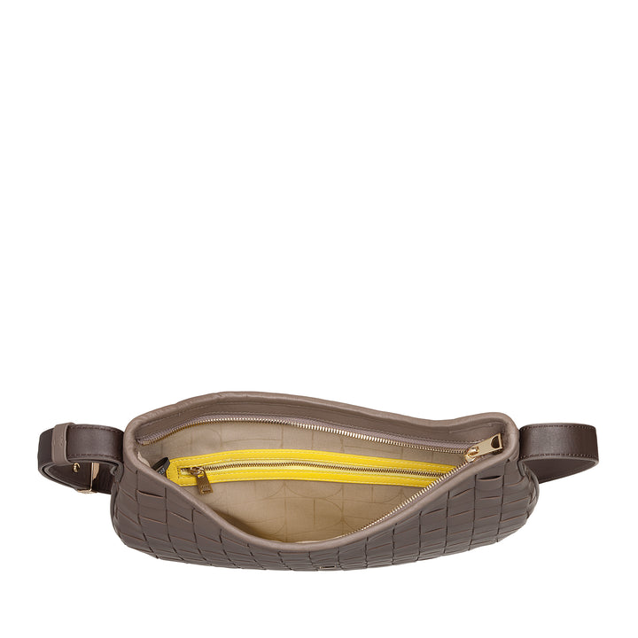 Bolsa de ombro feminina DUDU em couro tecido genuíno – Bolsa Hobo elegante com alça de ombro ajustável e zíper, design artesanal, espaçosa e versátil