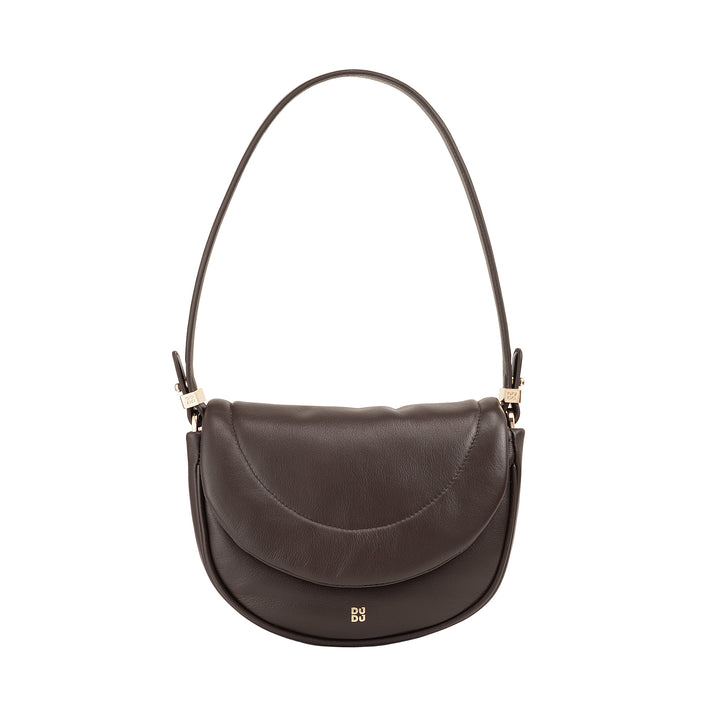 DUDU Borsa a Tracolla Spalla Donna in Pelle Trapuntata, Borsetta Piccola Elegante Imbottita con Patta, Spallina e Tracolla Removibili