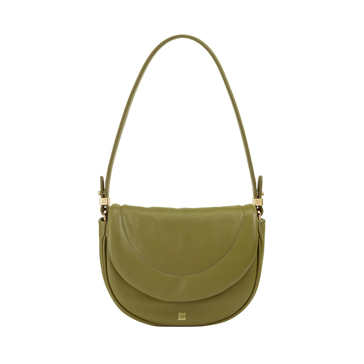 DUDU Borsa a Tracolla Spalla Donna in Pelle Trapuntata, Borsetta Piccola Elegante Imbottita con Patta, Spallina e Tracolla Removibili