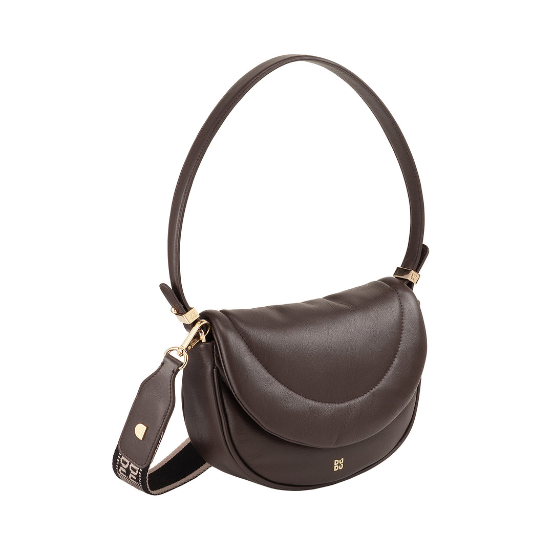 DUDU Borsa a Tracolla Spalla Donna in Pelle Trapuntata, Borsetta Piccola Elegante Imbottita con Patta, Spallina e Tracolla Removibili