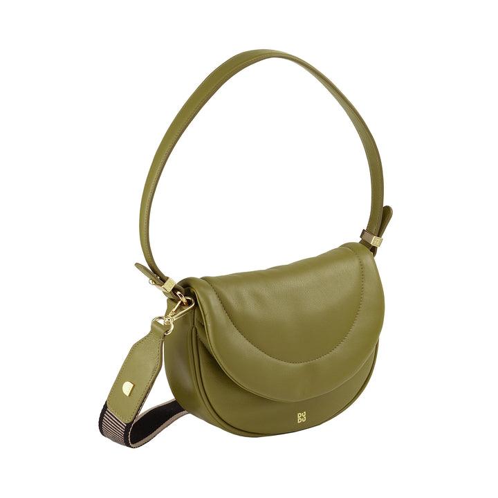 DUDU Borsa a Tracolla Spalla Donna in Pelle Trapuntata, Borsetta Piccola Elegante Imbottita con Patta, Spallina e Tracolla Removibili