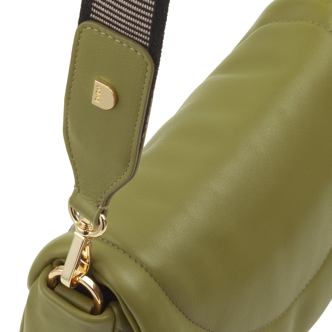 DUDU Borsa a Tracolla Spalla Donna in Pelle Trapuntata, Borsetta Piccola Elegante Imbottita con Patta, Spallina e Tracolla Removibili