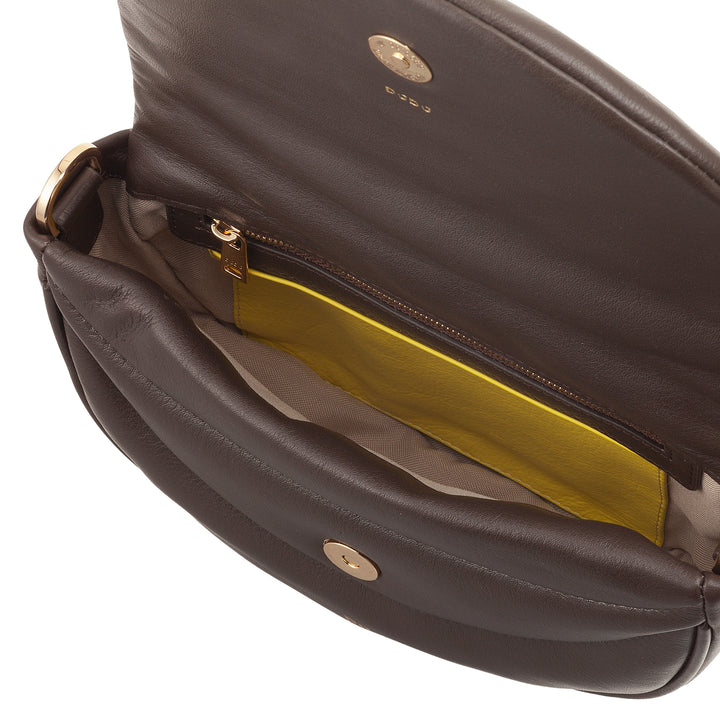 DUDU Borsa a Tracolla Spalla Donna in Pelle Trapuntata, Borsetta Piccola Elegante Imbottita con Patta, Spallina e Tracolla Removibili