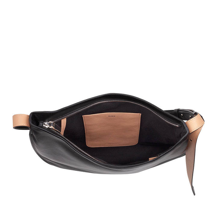 Sac d'épaule Dudu femme en cuir souple, sac de fouet avec fermeture éclair, grand grand sac à bandoulière réglable de couleur réglable