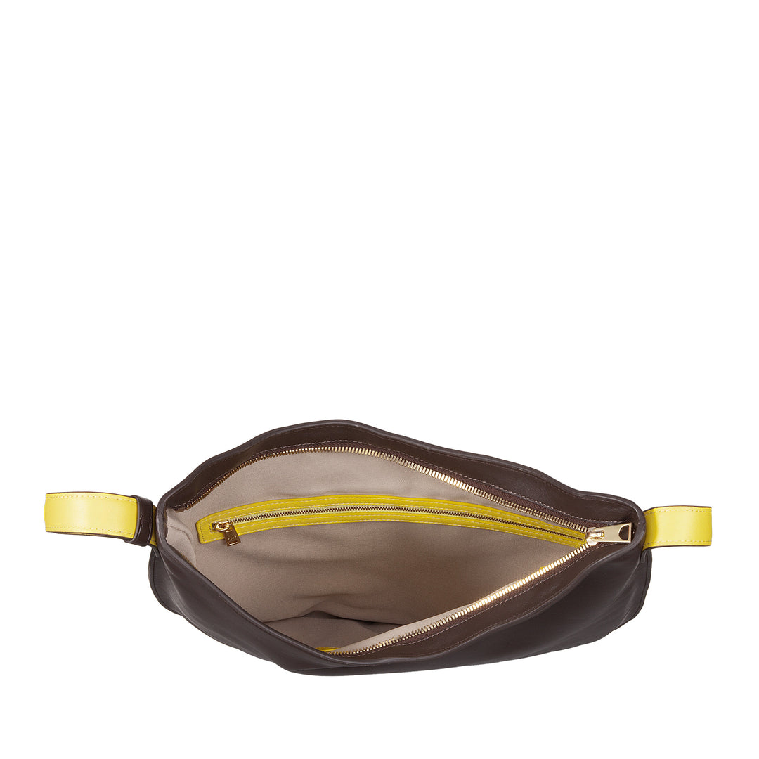 Bolsa de hombro Dudu Mujer en cuero suave, bolso cojear con cremallera, gran bolsa de hombro ajustable ajustable