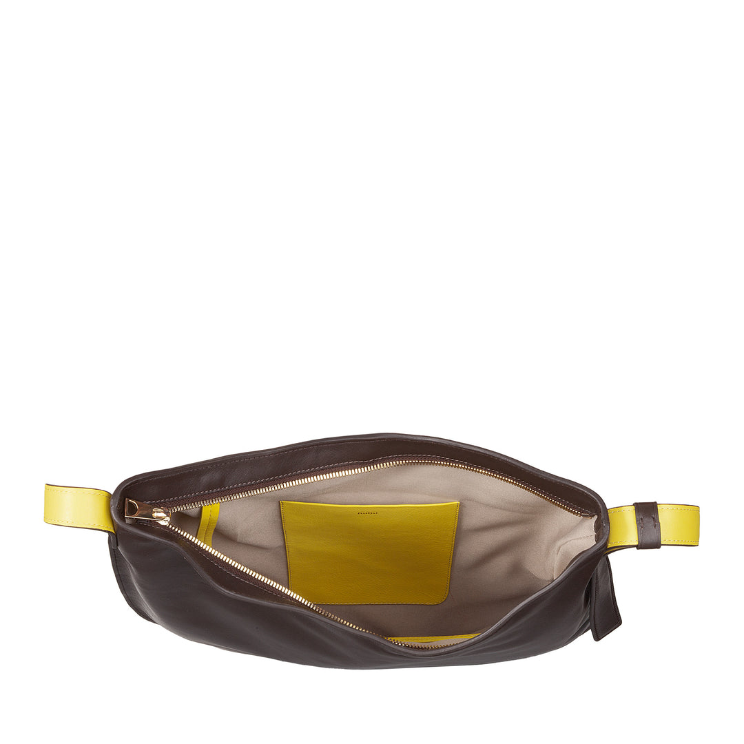 Bolsa de hombro Dudu Mujer en cuero suave, bolso cojear con cremallera, gran bolsa de hombro ajustable ajustable