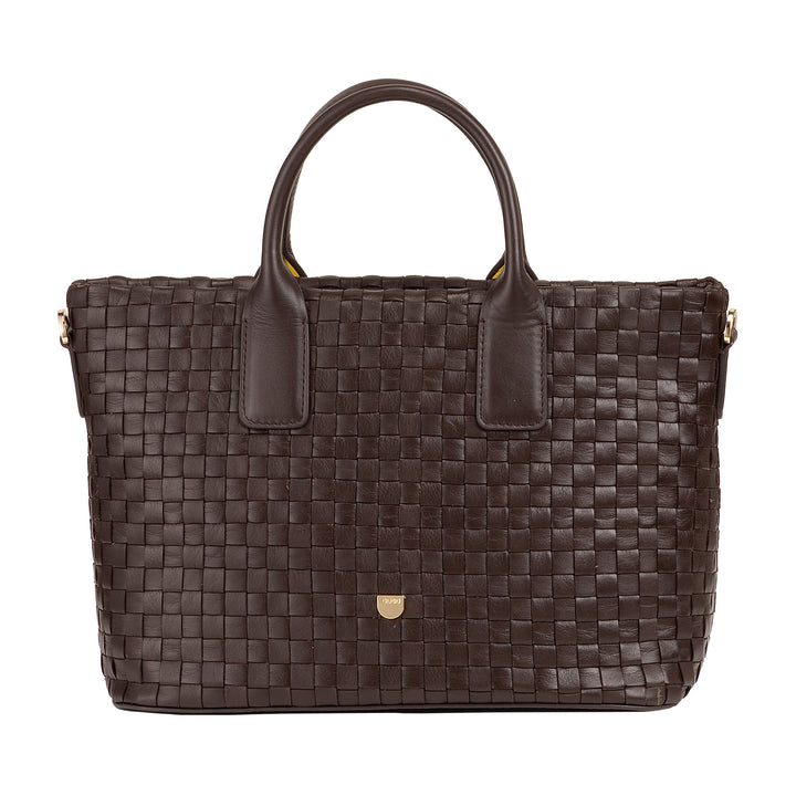 Bolso de hombro para mujeres Dudu en cuero entrelazado real: bolso elegante con manijas, cremallera y correa de hombro ajustable - oficina y bolso de ocio