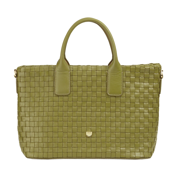 Dudu Frauenumhängetasche in echt miteinander verflochtenem Leder - elegante Handtasche mit Griffen, Reißverschluss und verstellbarer Schultergurt - Subfreies Büro und Freizeithandtasche