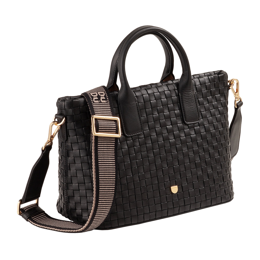 Dudu Frauenumhängetasche in echt miteinander verflochtenem Leder - elegante Handtasche mit Griffen, Reißverschluss und verstellbarer Schultergurt - Subfreies Büro und Freizeithandtasche