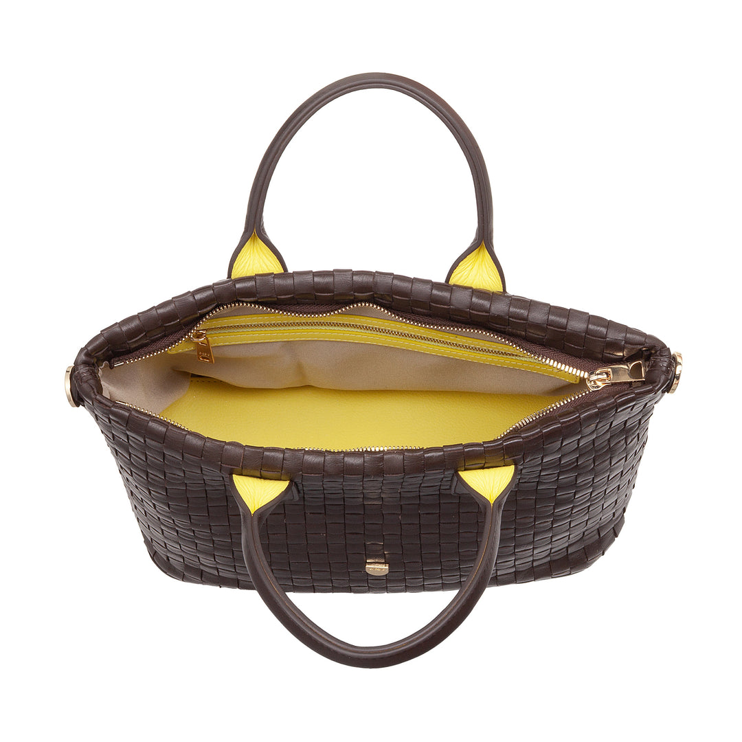 Bolso de hombro para mujeres Dudu en cuero entrelazado real: bolso elegante con manijas, cremallera y correa de hombro ajustable - oficina y bolso de ocio