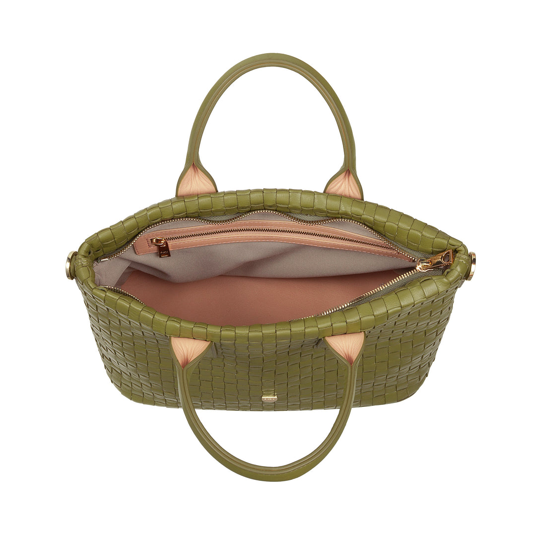 Dudu Frauenumhängetasche in echt miteinander verflochtenem Leder - elegante Handtasche mit Griffen, Reißverschluss und verstellbarer Schultergurt - Subfreies Büro und Freizeithandtasche