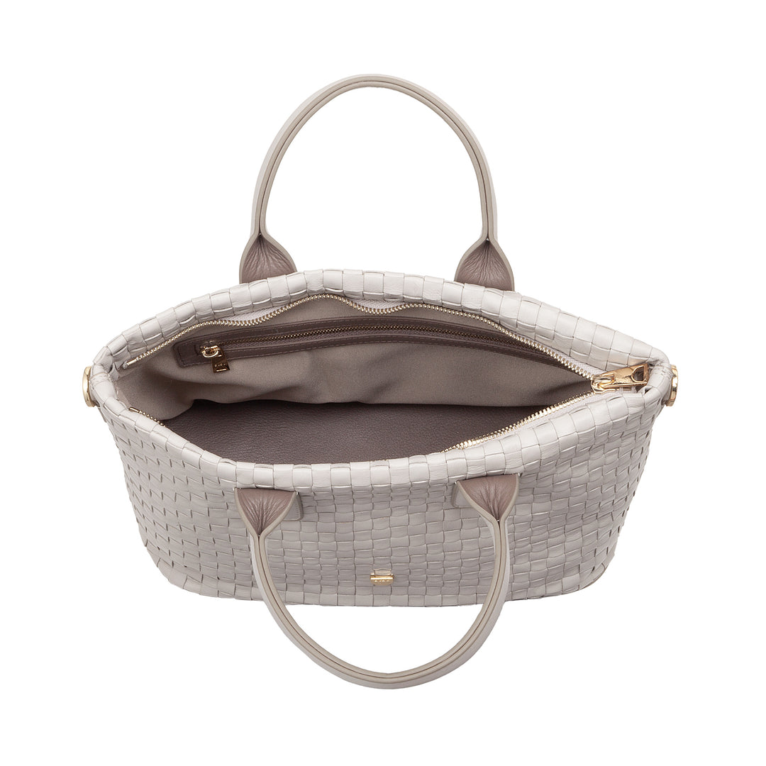 Bolsa de ombro feminina DUDU em couro tecido genuíno – bolsa elegante com alças, zíper e alça de ombro ajustável removível – bolsa espaçosa para escritório e lazer