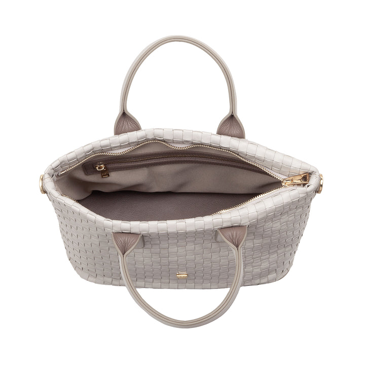 Bolsa de ombro feminina DUDU em couro tecido genuíno – bolsa elegante com alças, zíper e alça de ombro ajustável removível – bolsa espaçosa para escritório e lazer